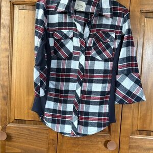 Ci Sono Women's Plaid Button Down Shirt - Black, Red, White